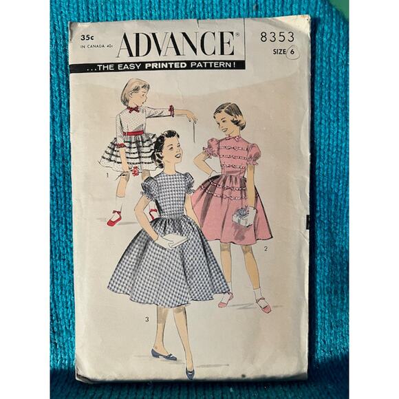 Advance 8353 girls circle skirt dress 1950s - Picture 1 of 5